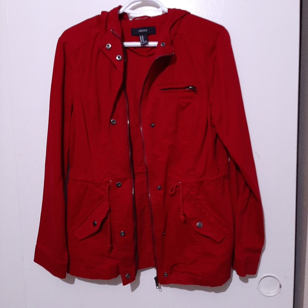 🌟Red Hooded Utility Jacket 🌟